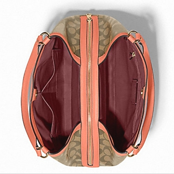 BRAND NEW~Spacious COACH Signature Canvas "KRISTY" 3 Section Shoulder/Satchel - Picture 3 of 16